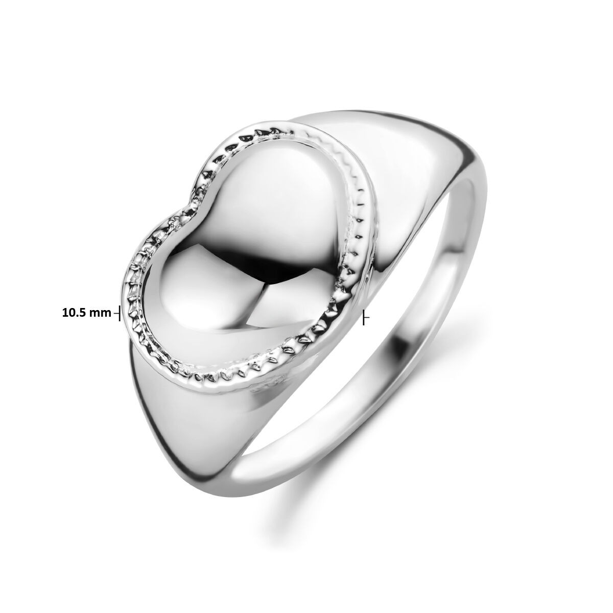 Glanzende zilveren ring met hart