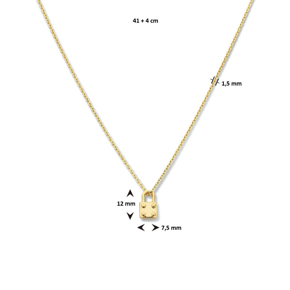 Gold palted ketting met slotjes hanger