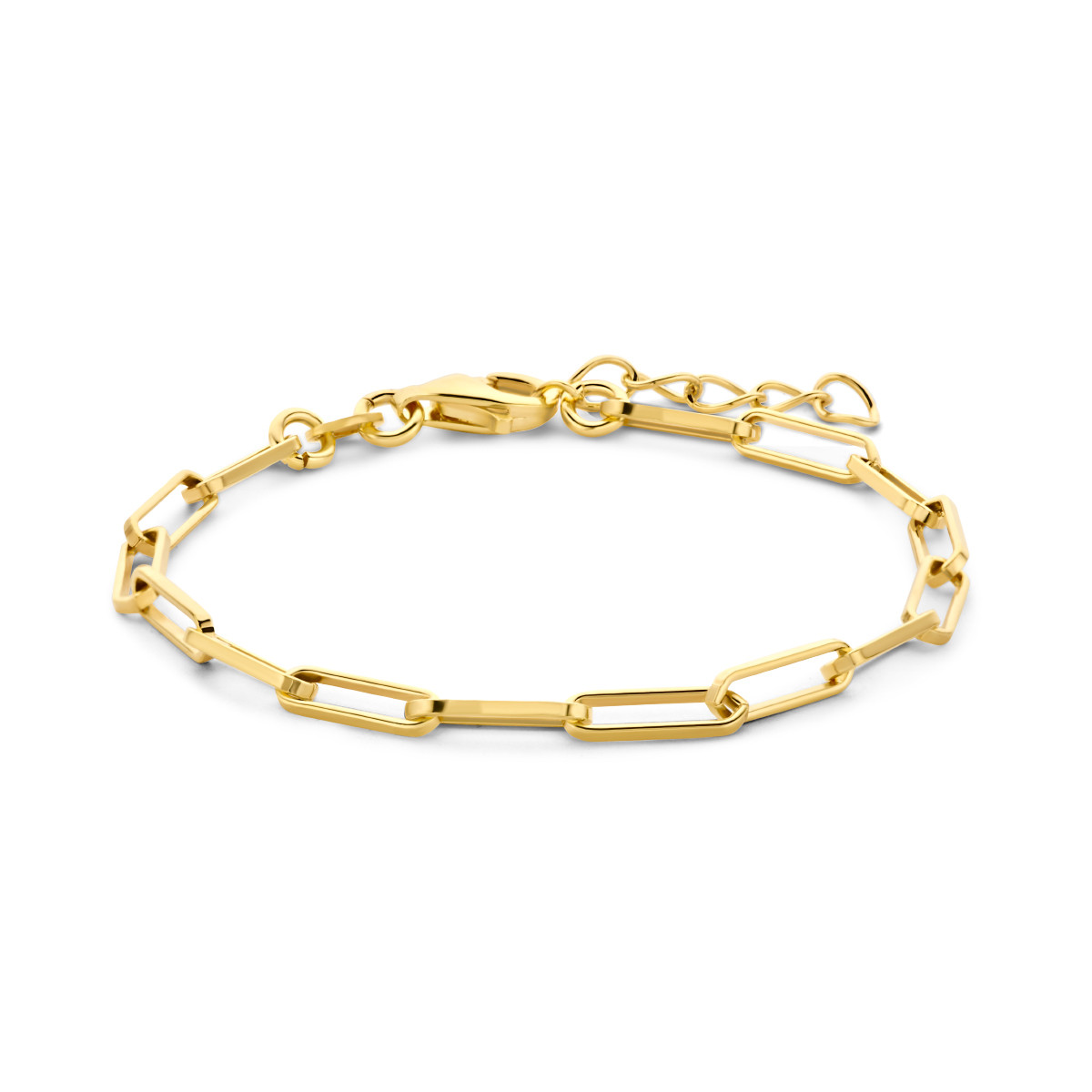 Gold plated armband met paperclip schakels 3 mm breed - Lengte 15.5-18 cm
