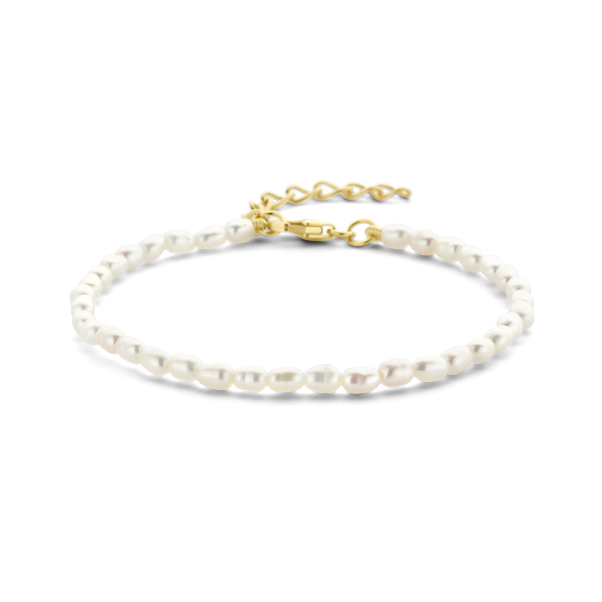 Gold plated armband met parels 3.2 mm - Lengte 16 + 3 cm
