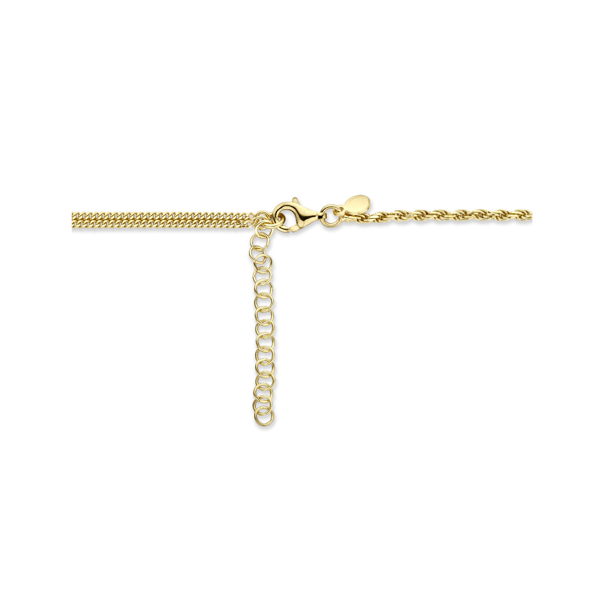 Gold plated combi-ketting met twee schakels en koffieboontje - Lengte 41 + 4 cm