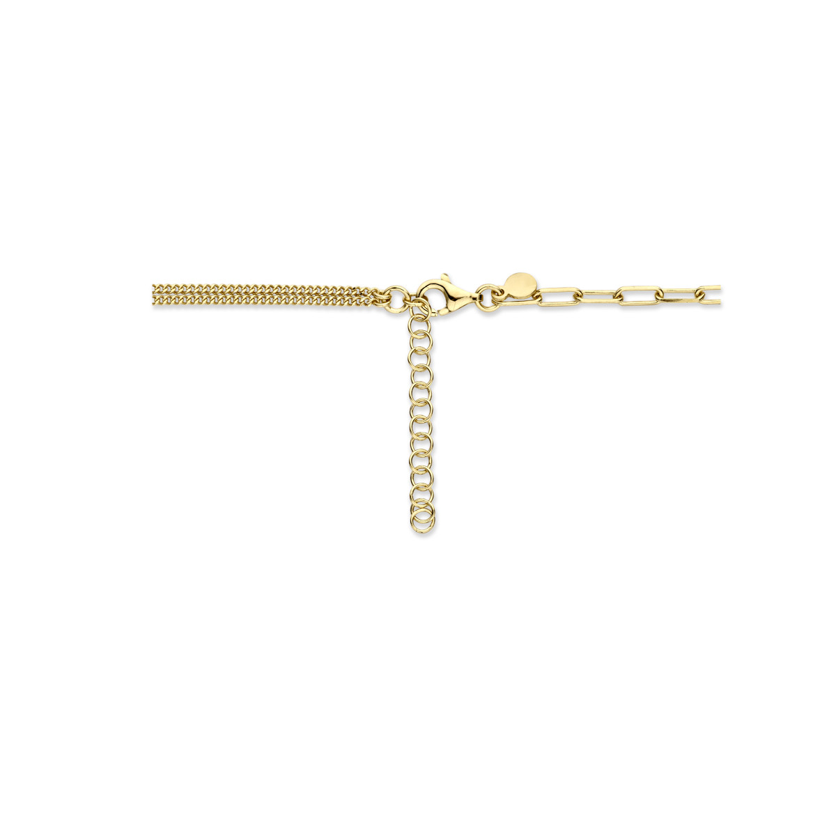 Gold plated combi-ketting met zoetwaterparel - Lengte 41 + 4 cm