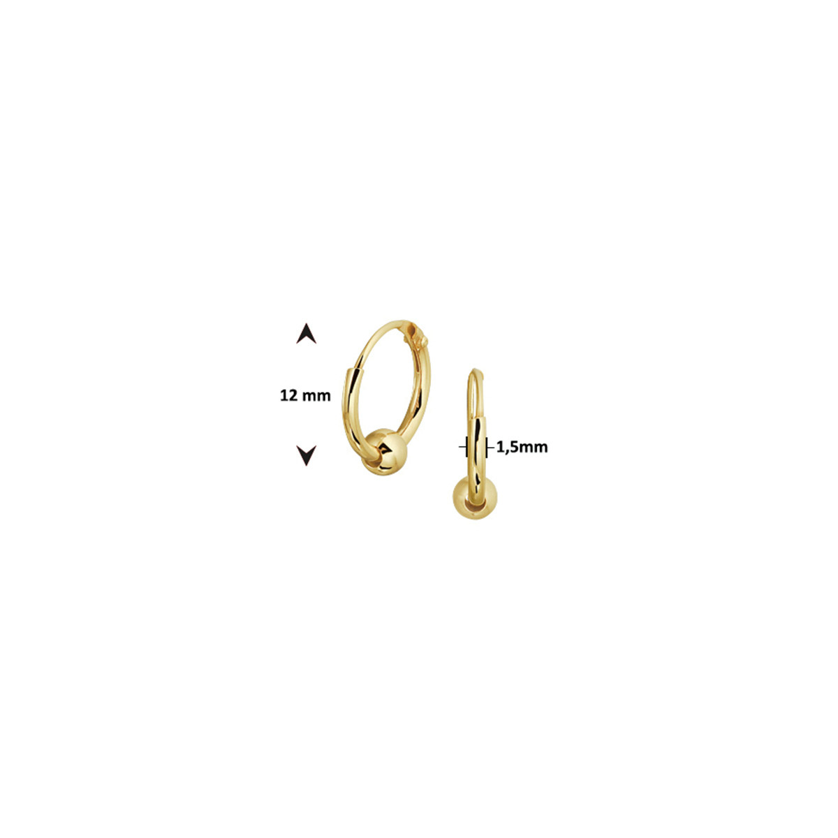 Gold plated creolen met bolletje