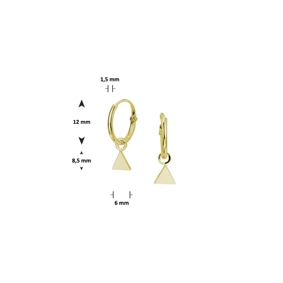 Gold plated creolen met driehoek