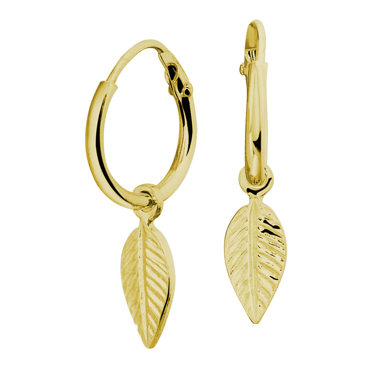 Gold plated creolen met veer