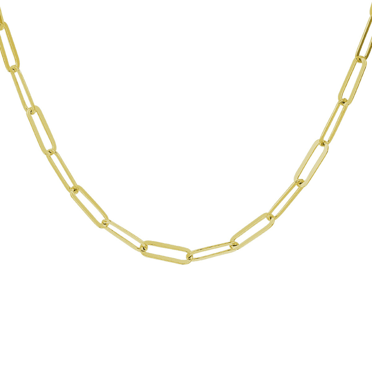 Gold plated dames schakelketting paperclip 3.8 mm breed - Lengte 41-45 cm