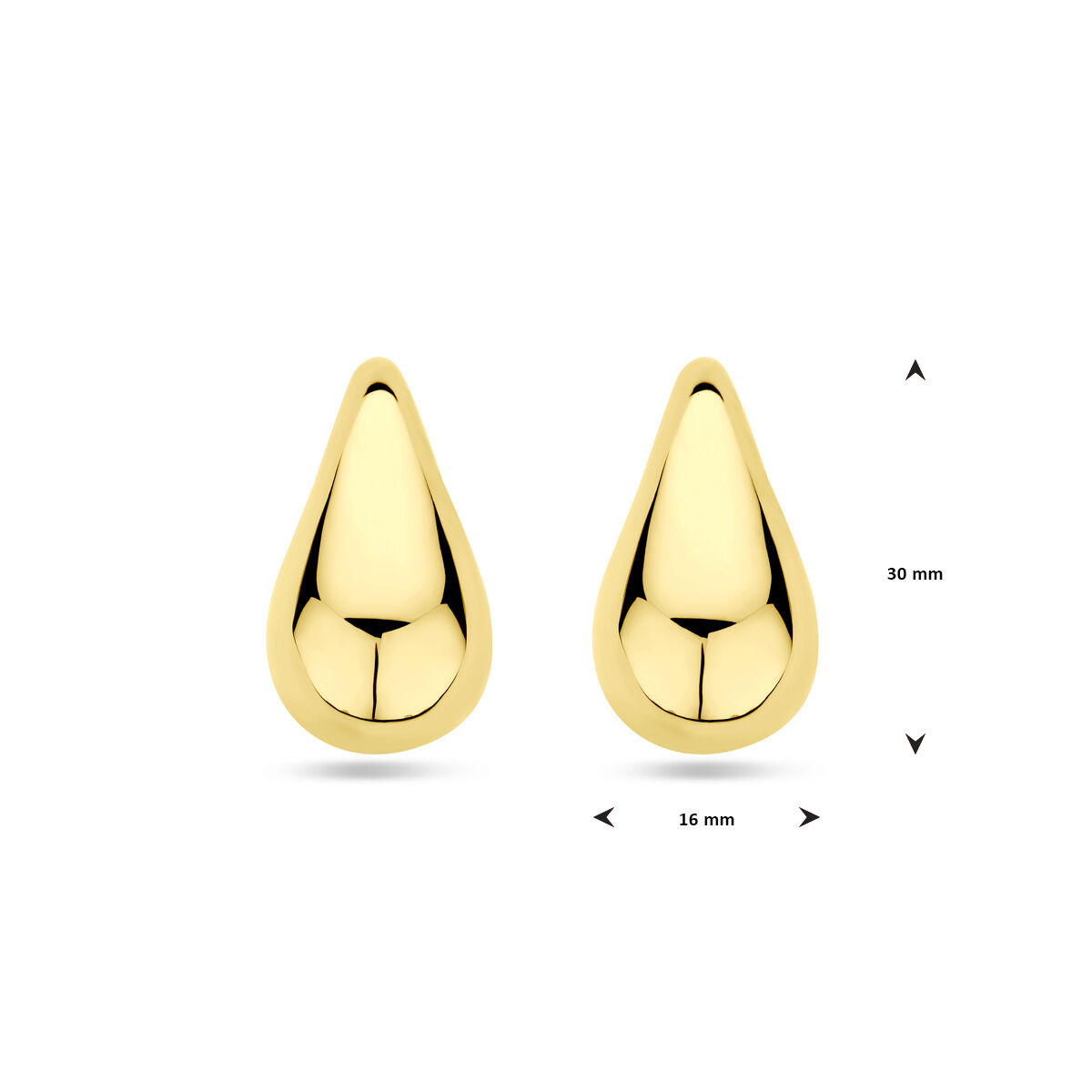 Gold plated druppel oorstekers glanzend – 10 mm x 16 mm