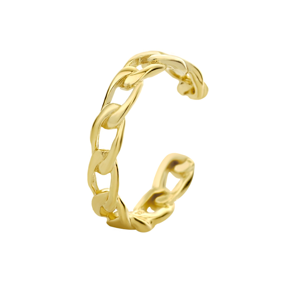 Gold plated earcuff met schakelmotief 2.5 mm breed - Diameter 13 mm - per stuk