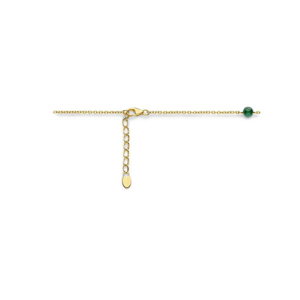Gold plated edelsteen ketting met groene malachiet bolletjes - Lengte 42-45 cm