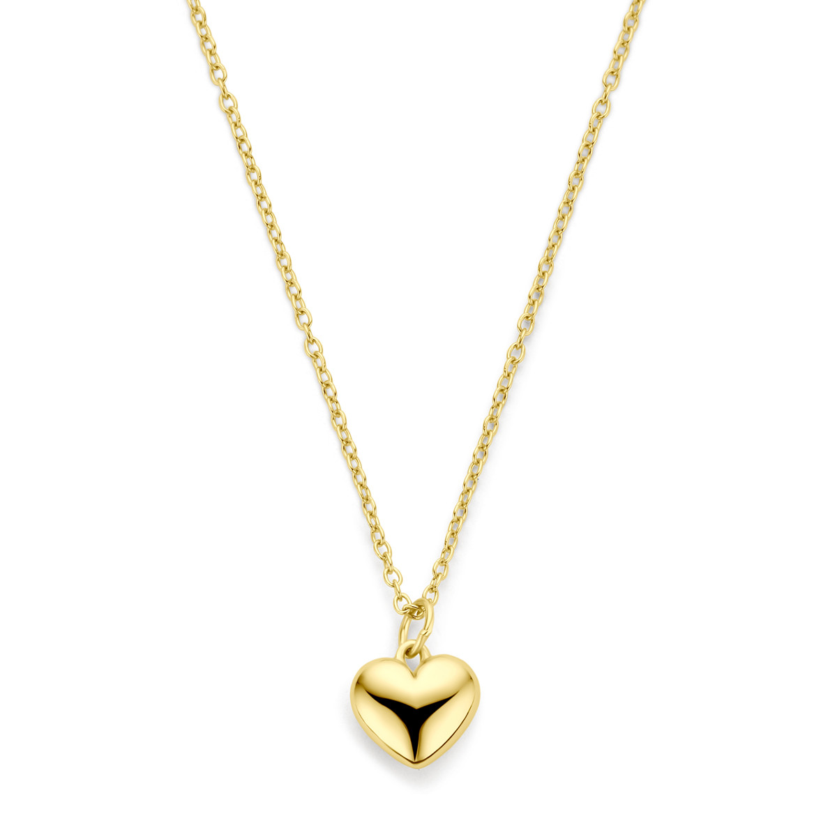 Gold plated en glanzend hartjes collier 7.5 mm x 8.5 mm - Lente 41, 43, 45 cm