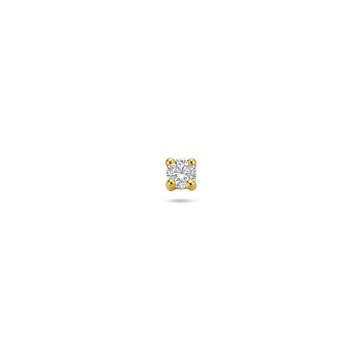 Gold plated flatback oor piercing met briljant geslepen transparante zirkonia - per stuk