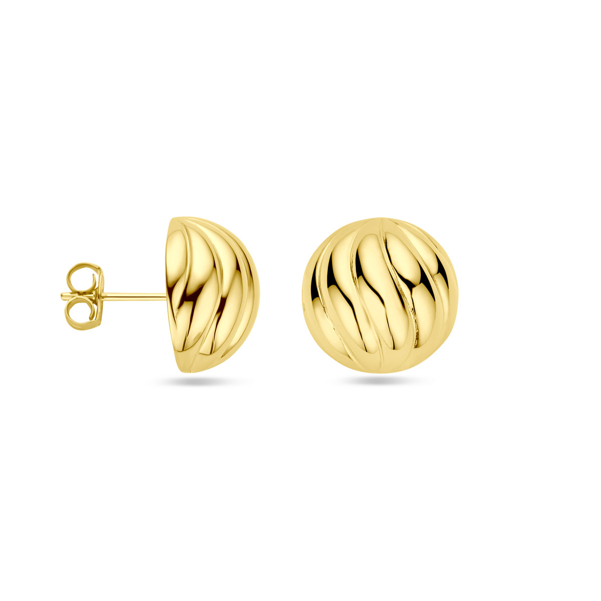 Gold plated golvende oorknoppen - Diameter 14.5 mm