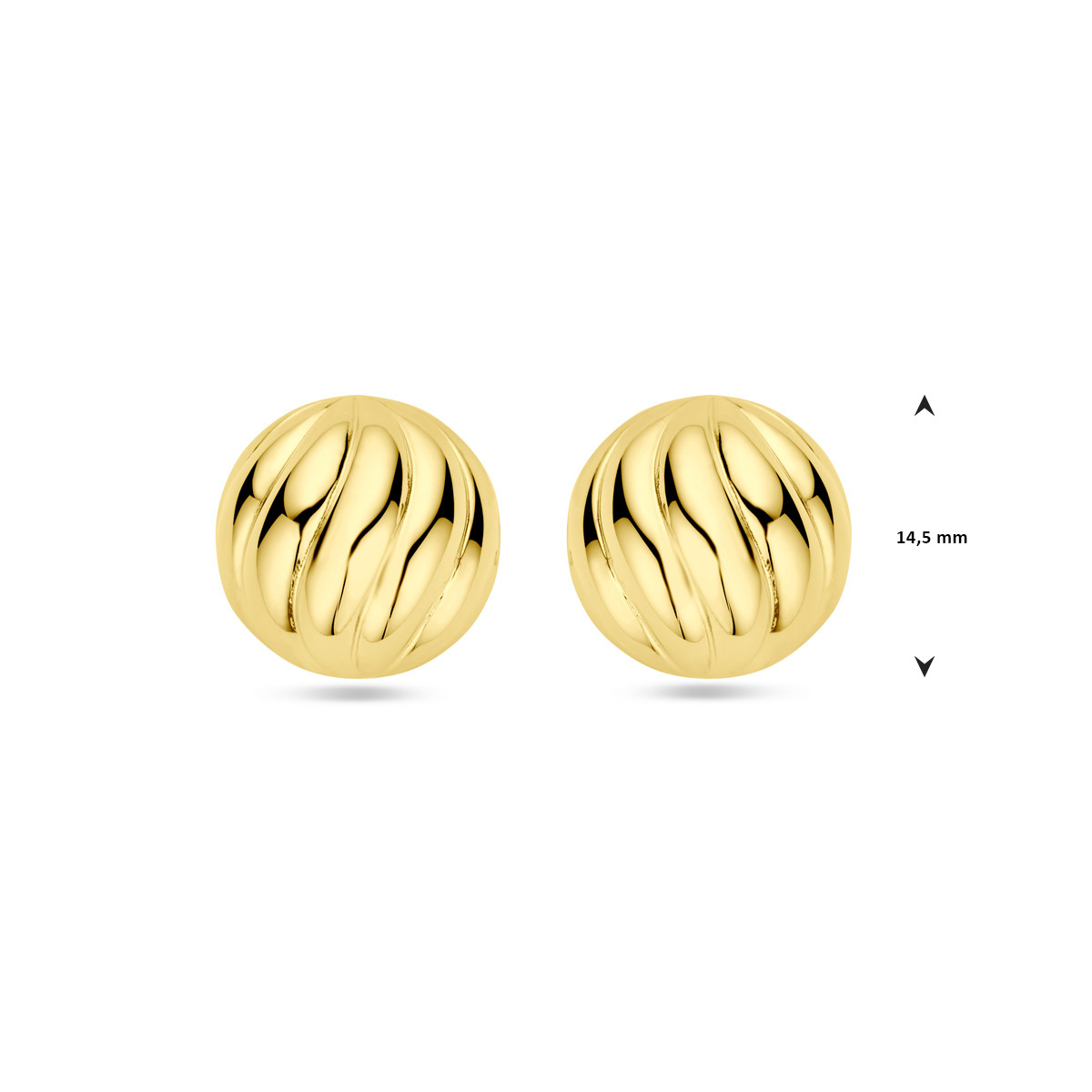 Gold plated golvende oorknoppen - Diameter 14.5 mm
