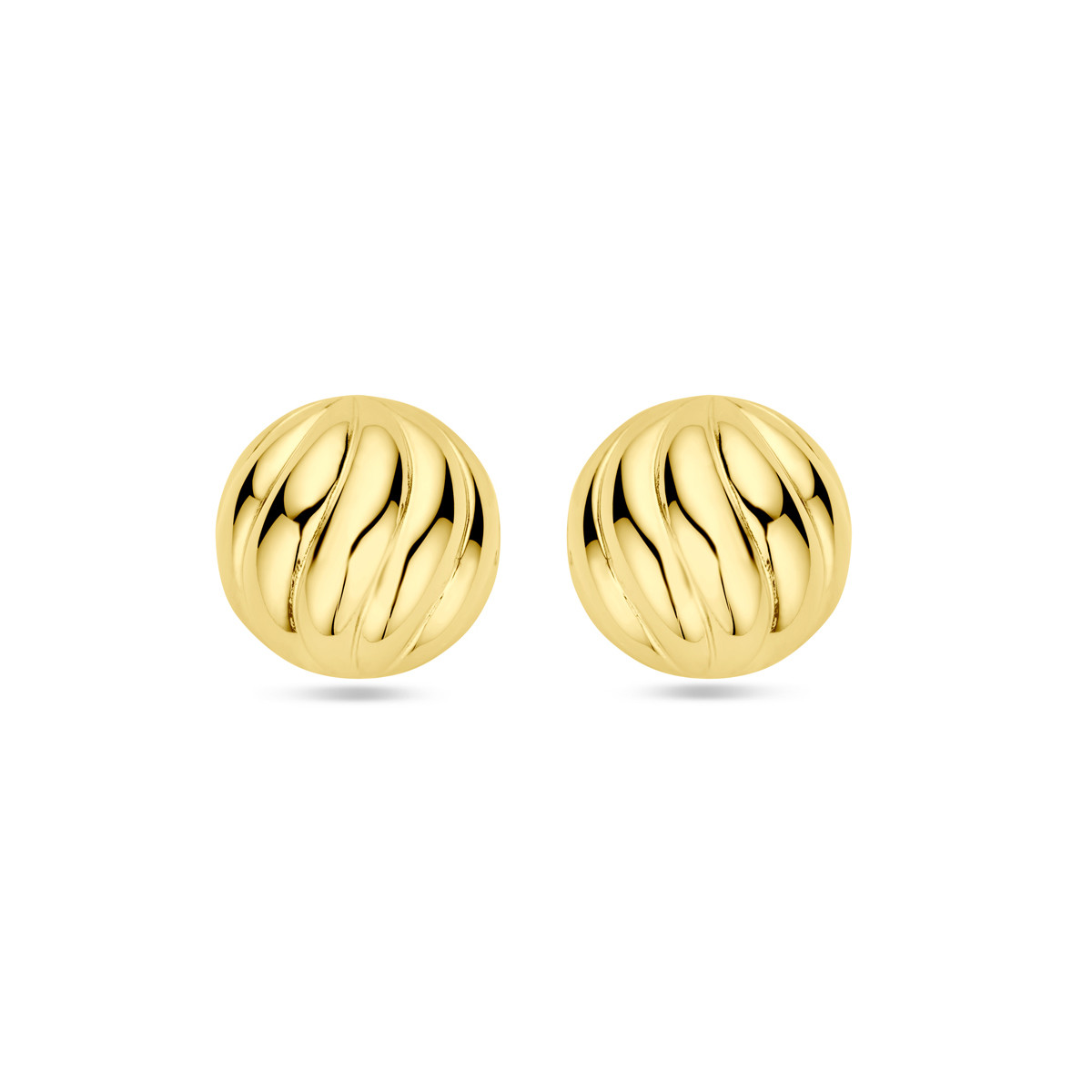 Gold plated golvende oorknoppen - Diameter 14.5 mm
