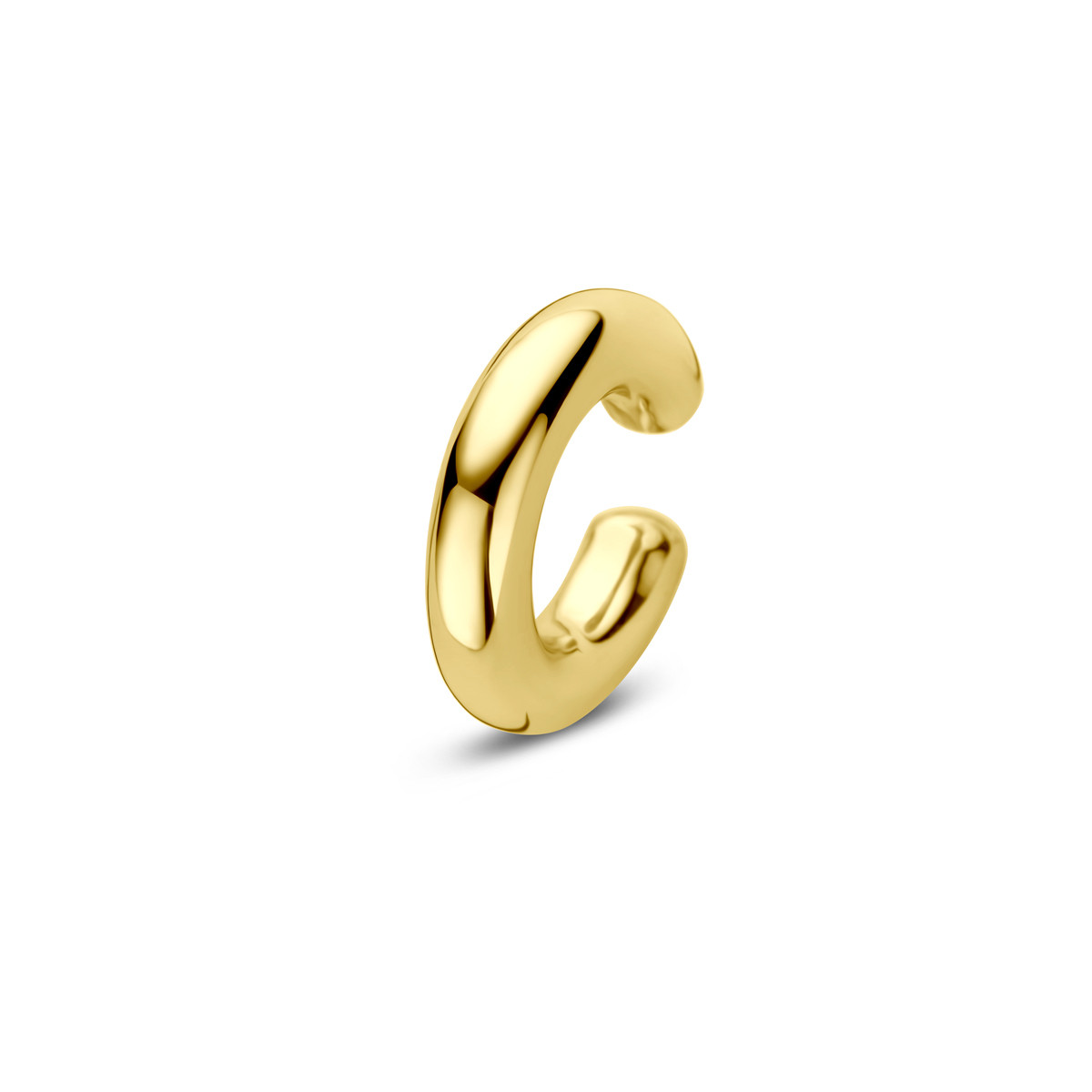 Gold plated goudkleurige earcuff glanzend 4 mm breed - Hoogte 17 mm - Per stuk