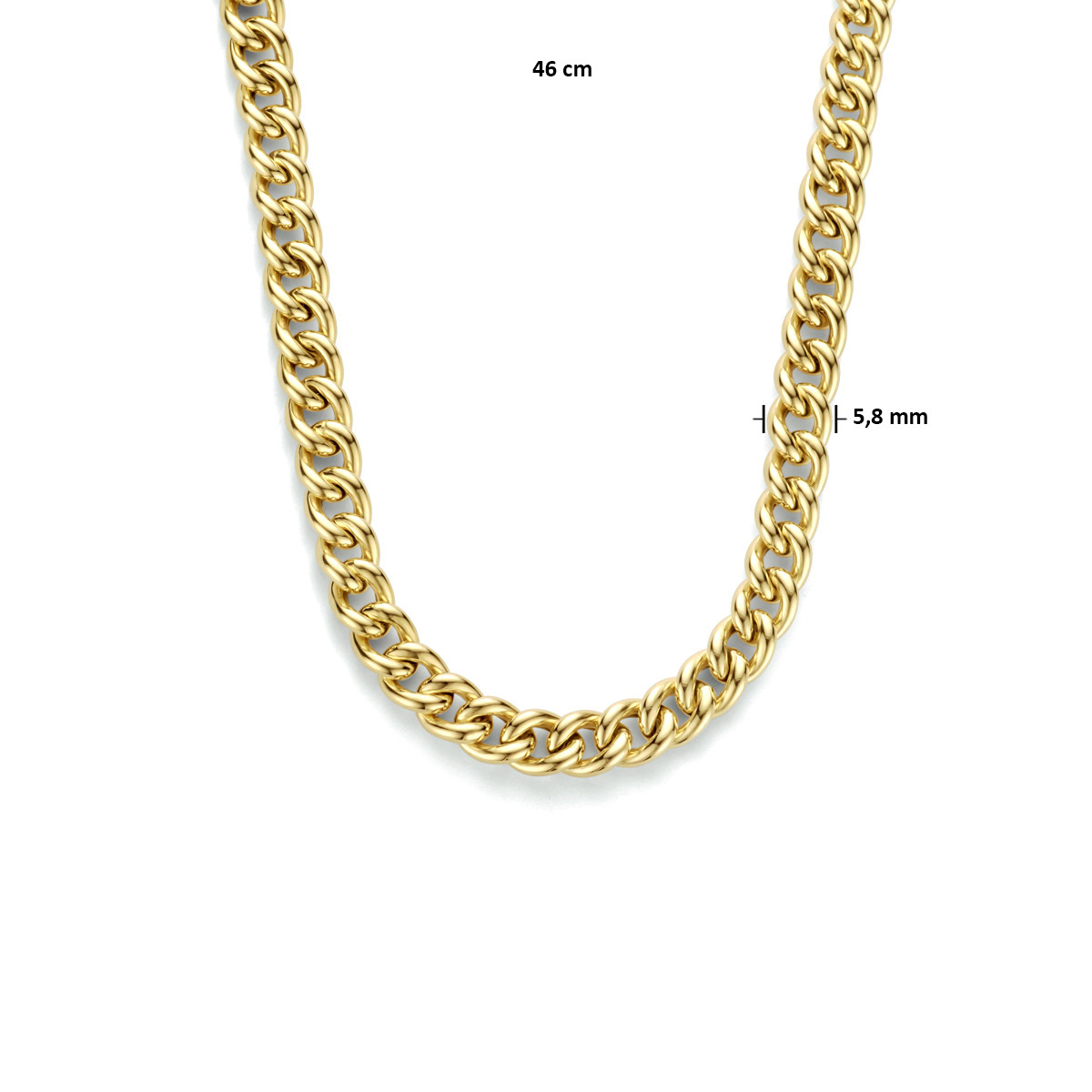 Gold plated gourmet schakelketting 5.8 mm - Lengte 45 cm 