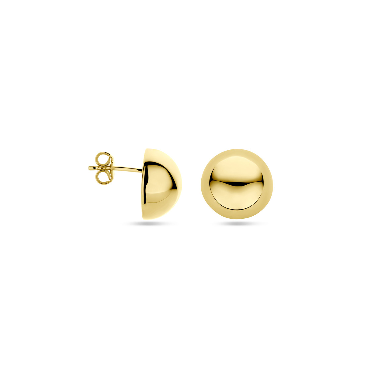 Gold plated halfbolle oorknoppen - Diameter 14 mm