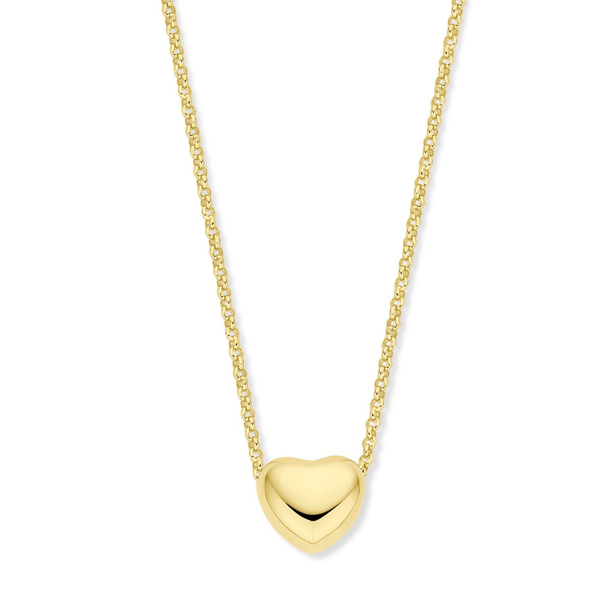 Gold plated ketting met glanzend hartje 9 mm x 10 mm - Lengte 40-45 cm