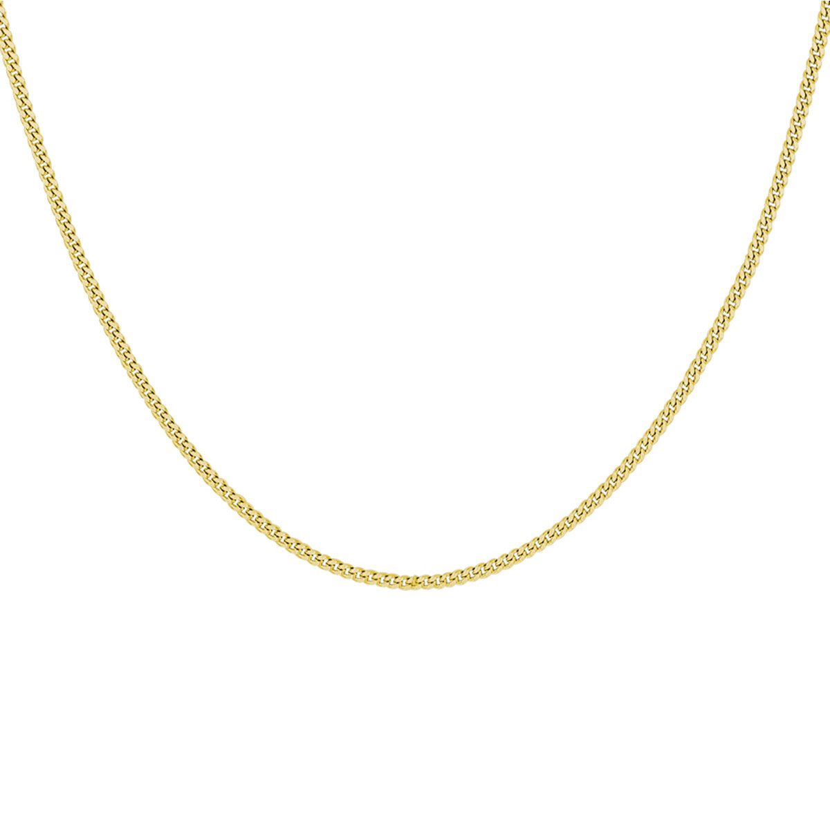 Gold plated ketting met gourmet schakels glanzend afgewerkt 1.4 mm breed - Lengte 41-45 cm