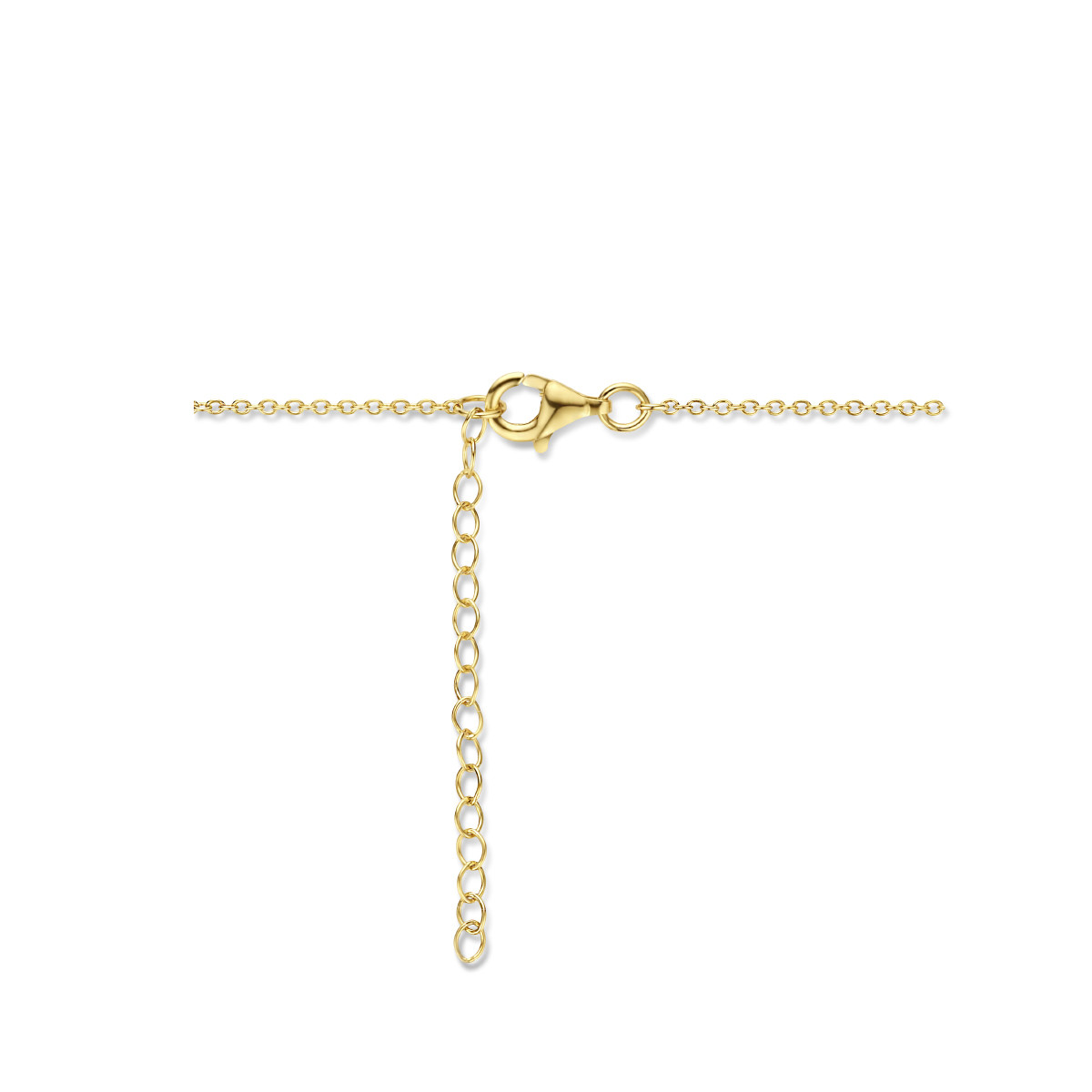 Gold plated ketting met Handje van Fatima hanger en zirkonia oog 1.2 mm breed - Lengte 41-45 cm