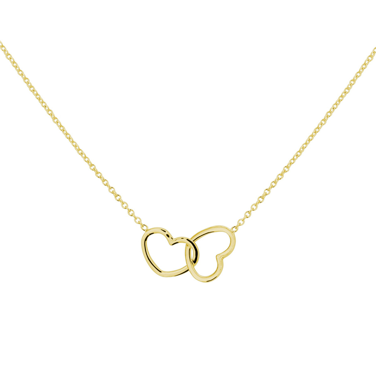 Gold plated ketting met hanger van verstrengelde harten 9 mm - Lengte 40-45 cm