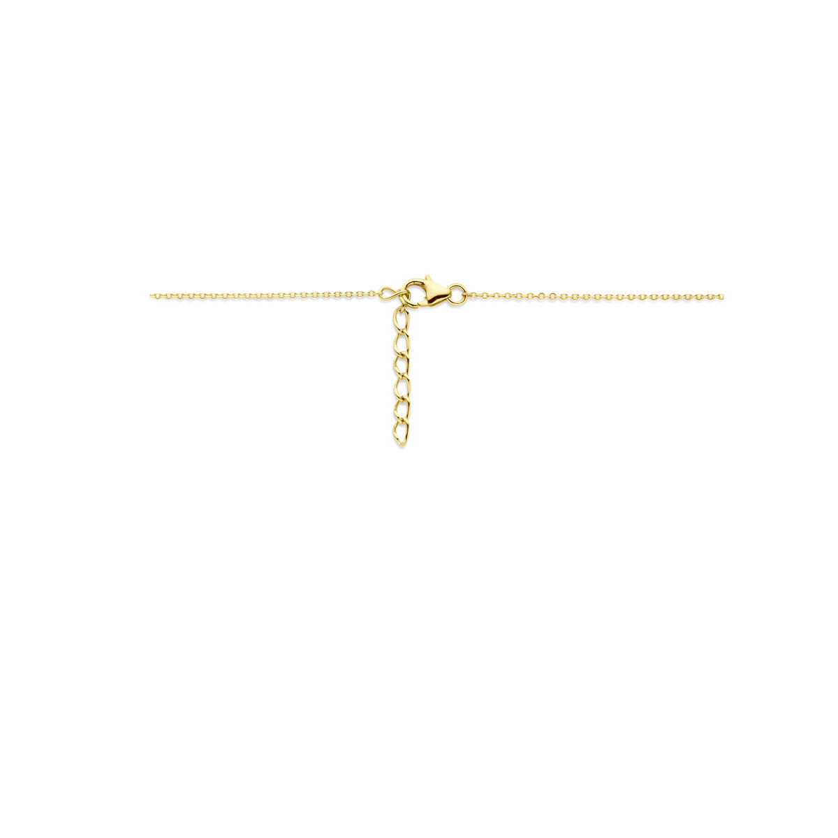 Gold plated ketting met hanger van zoetwaterparel en zirkonia 0.8 mm breed - Lengte 42-45 cm
