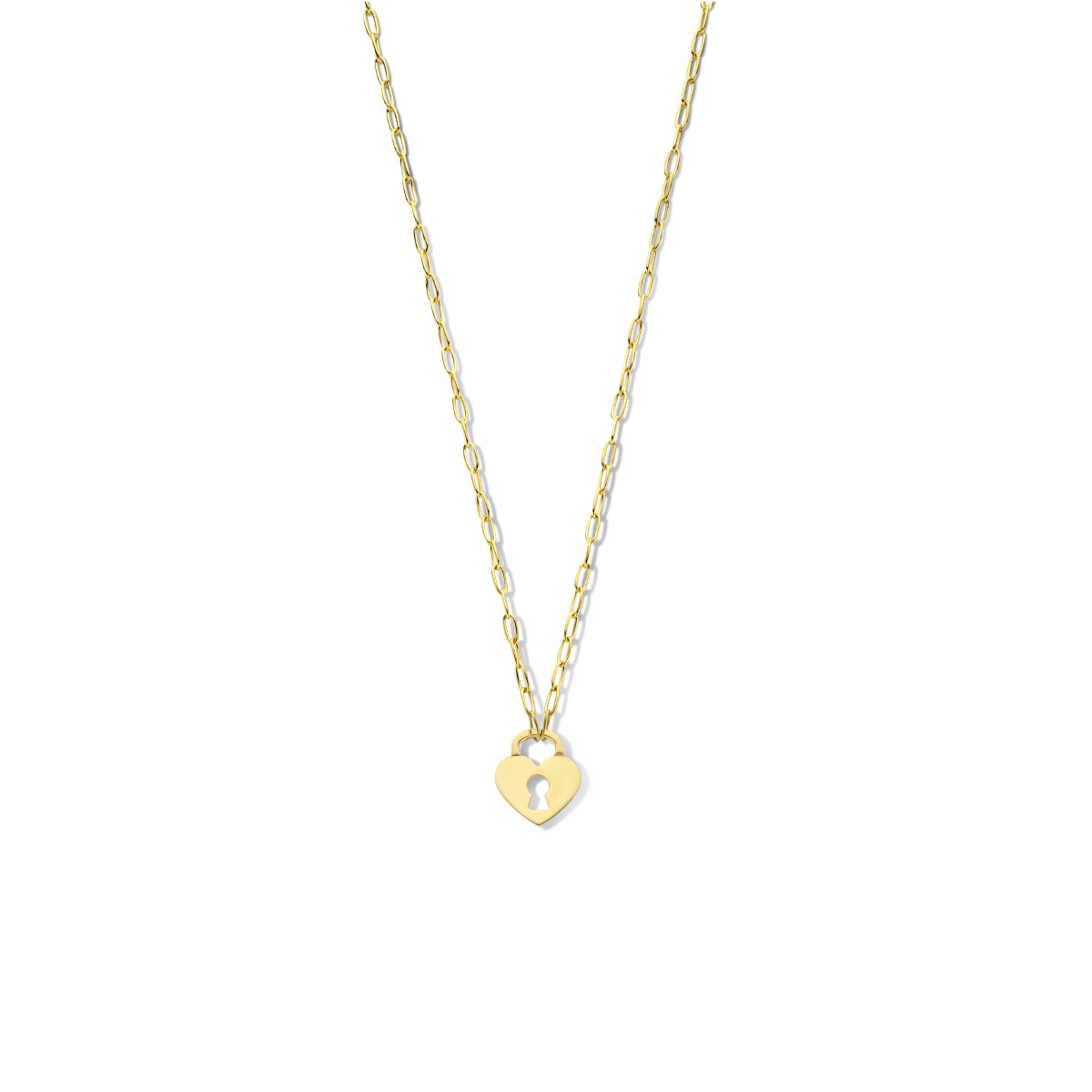 Gold plated ketting met hartjes slotje - Lengte 42 cm