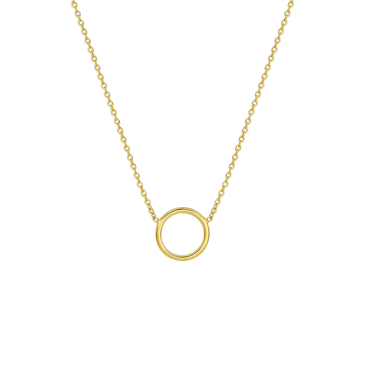 Gold plated ketting met open ronde hanger glanzend 1.3 mm breed - Lengte 41-46 cm