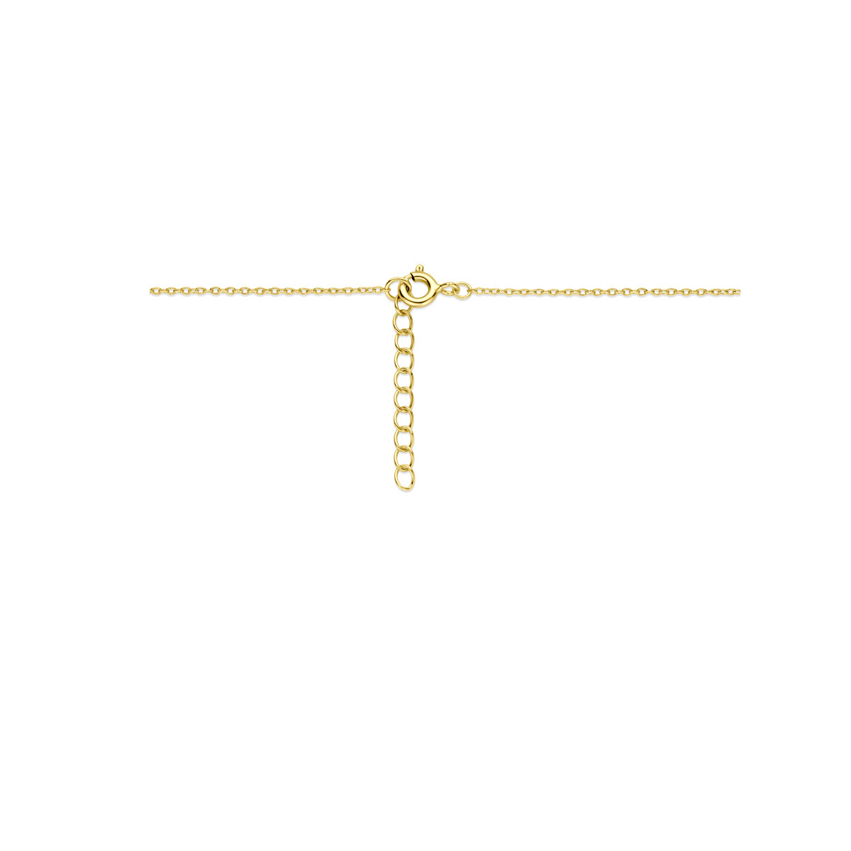 Gold plated ketting met ovaal onyx medaillon en zirkonia in hart 0.5 mm breed - Lengte 42-45 cm