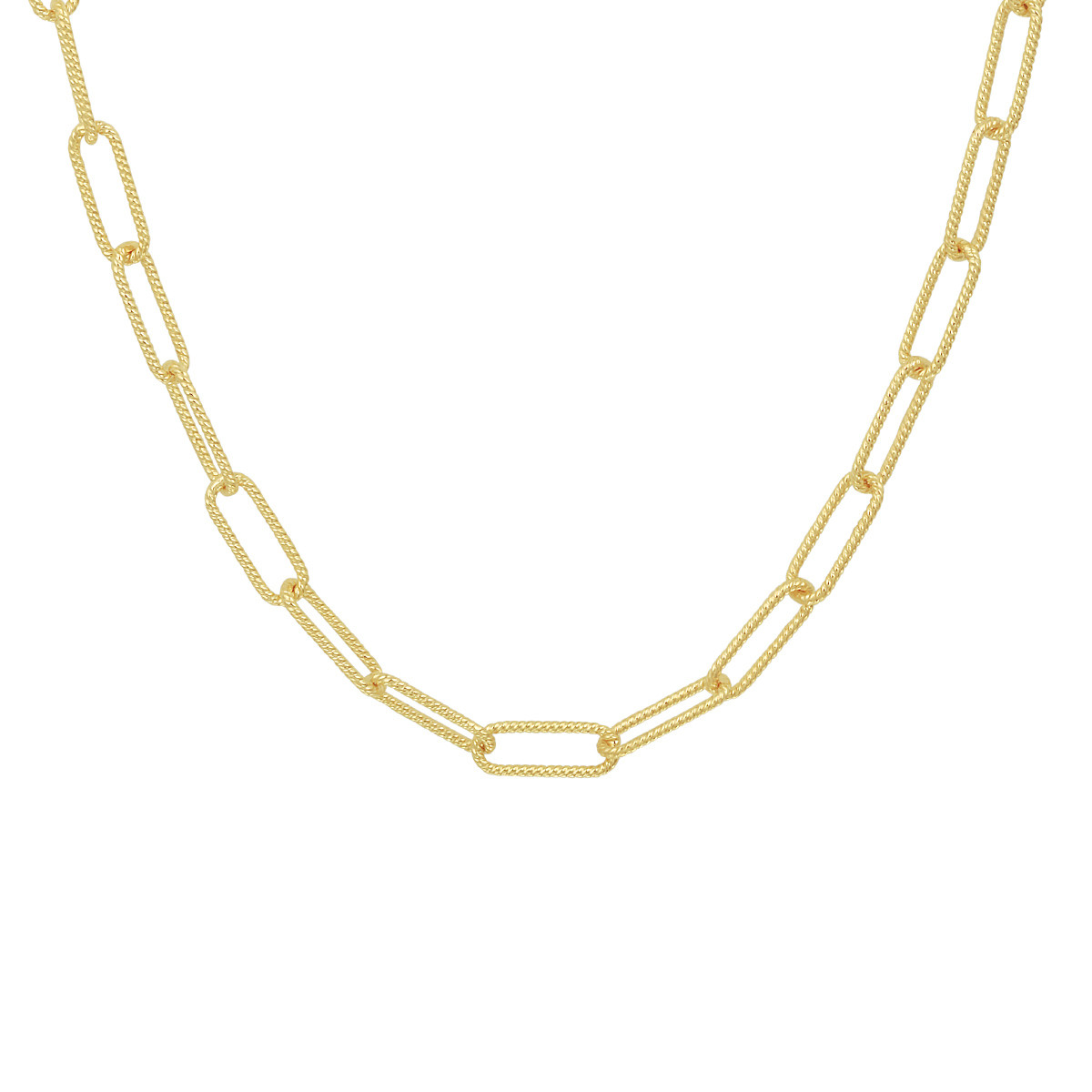 Gold plated ketting met ovale gedraaide paperclip schakels 4.3 mm breed - Lengte 40-44 cm