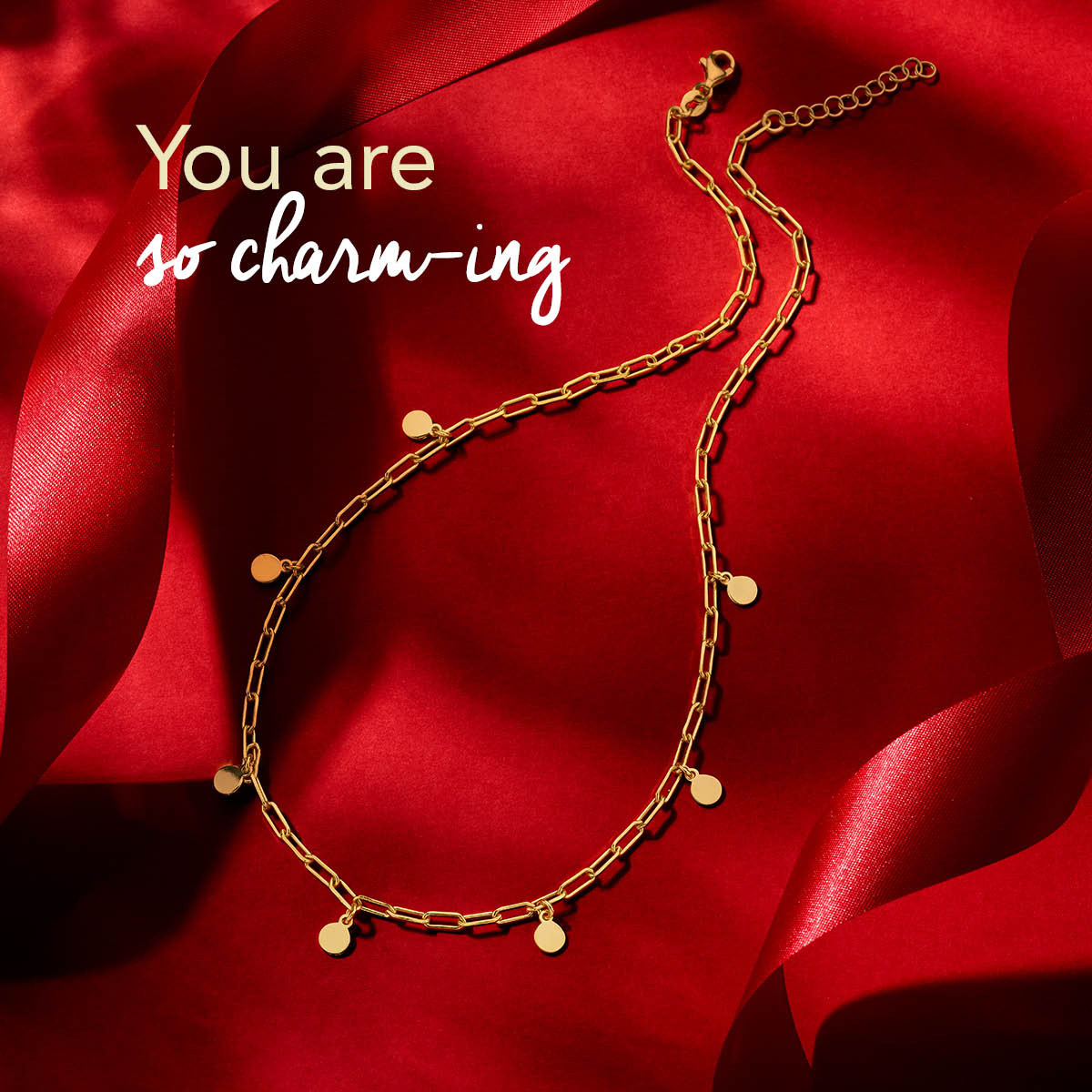 Gold plated ketting met paperclipschakel en rondjes - Lengte 41 + 3 cm
