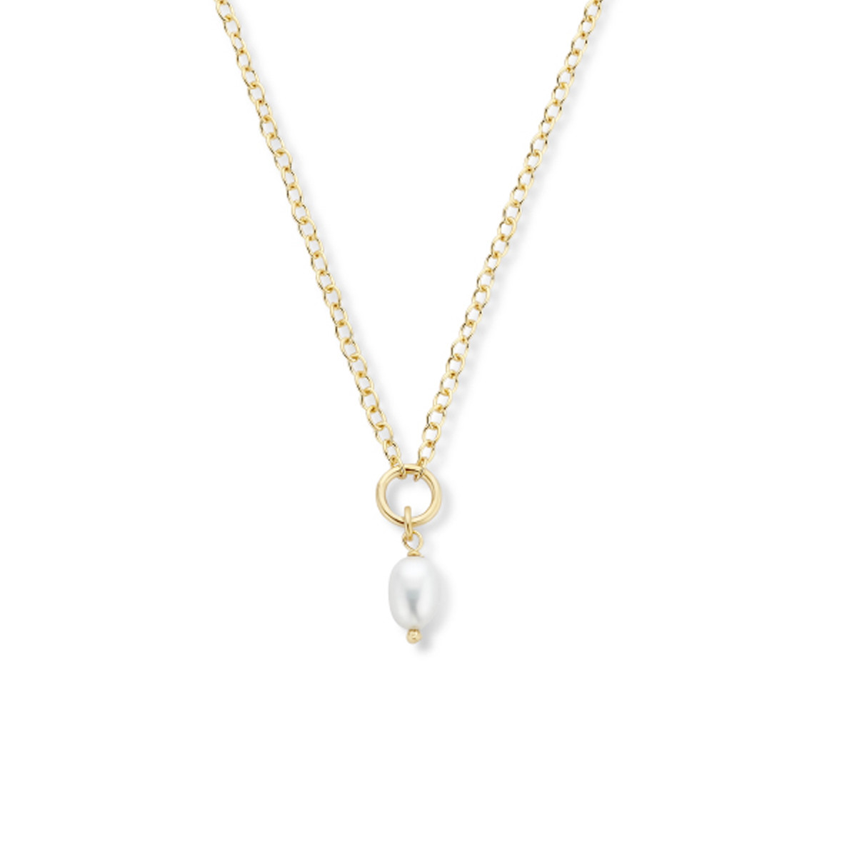 Gold plated ketting met parel hanger 2.0 mm - 41 + 4 cm