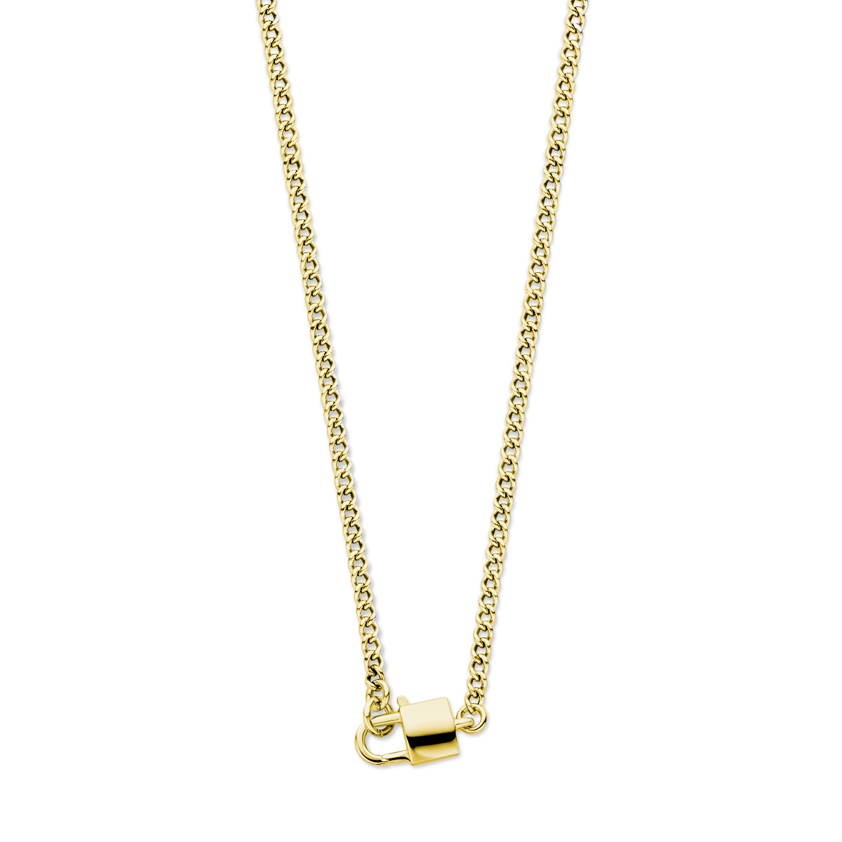 Gold plated ketting met slotjes hanger 17 mm - Lengte 45 cm