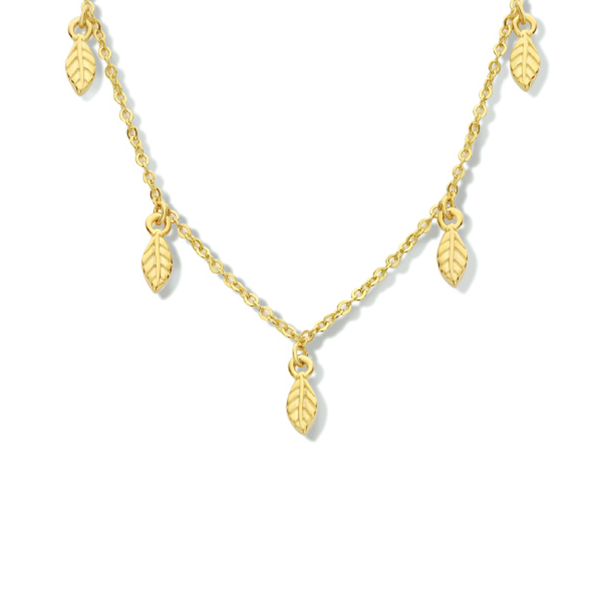 Gold plated ketting met veer hangers 1.3 mm breed - Lengte 40-44 cm