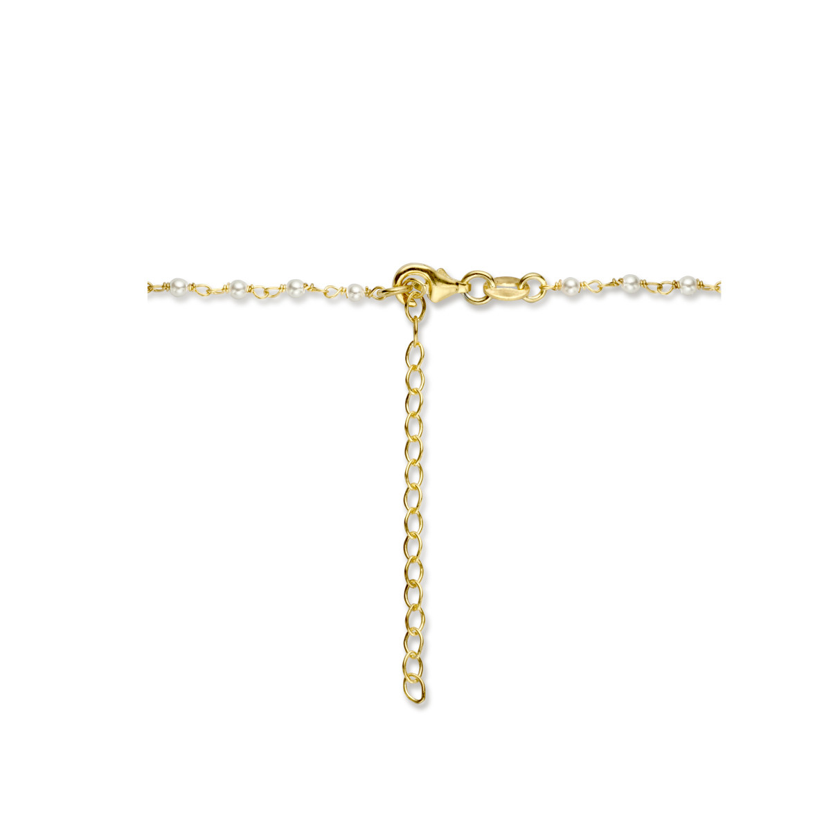 Gold plated ketting met zoetwaterparel hanger en imitatie parels 2.2 mm breed - Lengte 45-50 cm