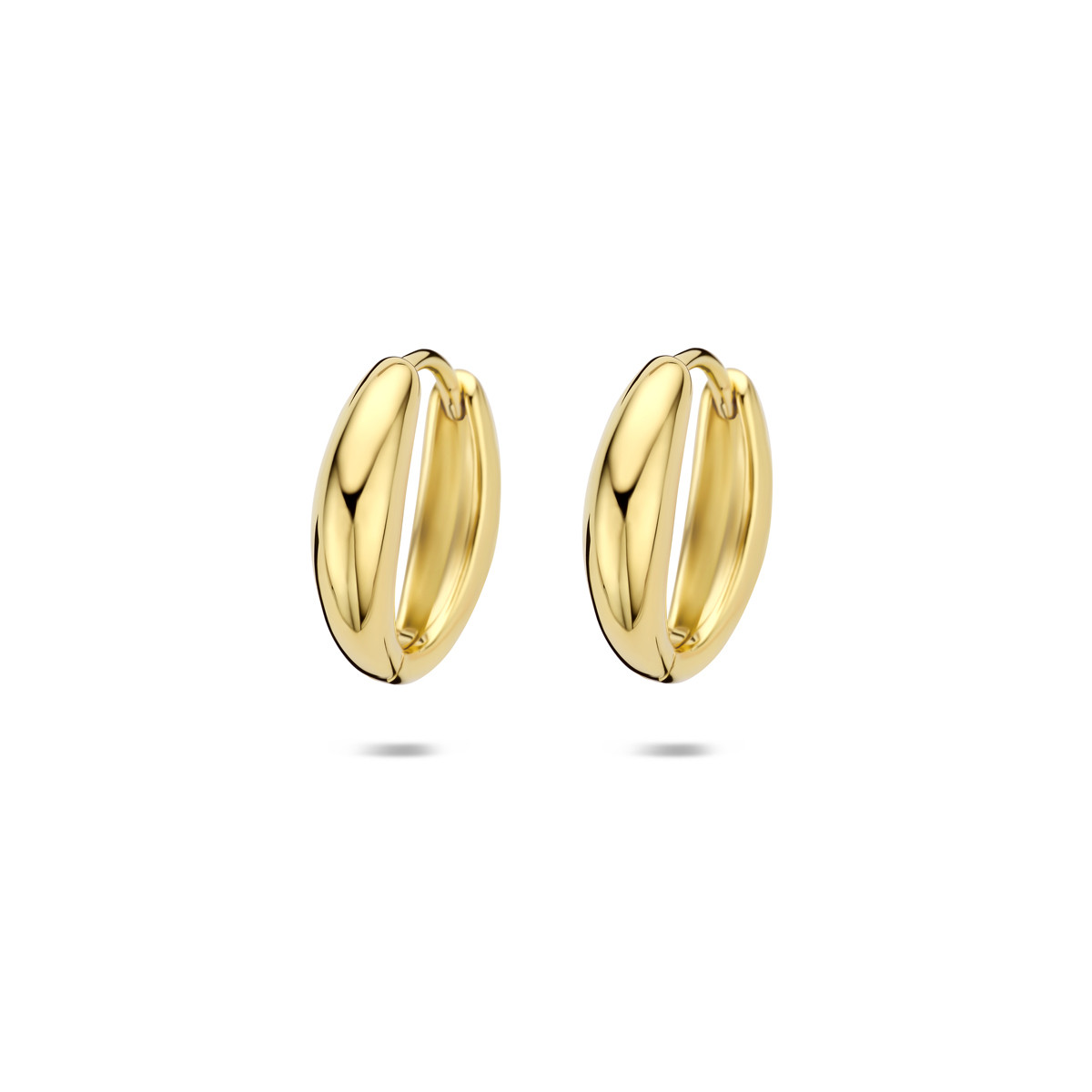 Gold plated klapoorringen glanzend 3.5 mm breed - Hoogte 14.5 mm