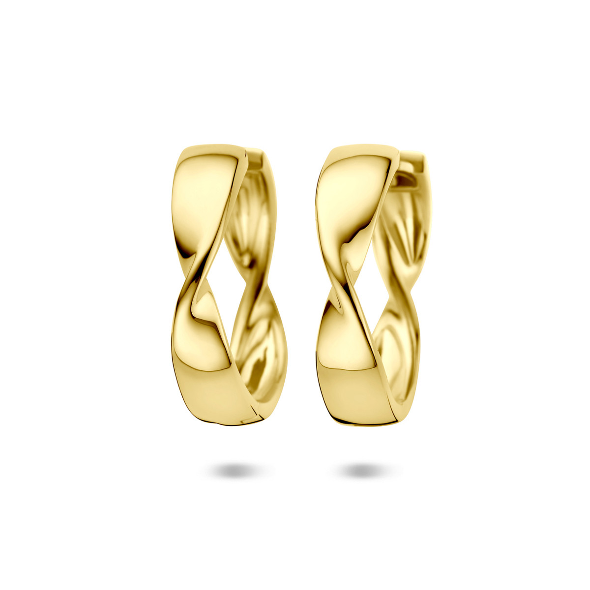 Gold plated klapoorringen met gedraaide structuur 6 mm breed - Diameter 25 mm