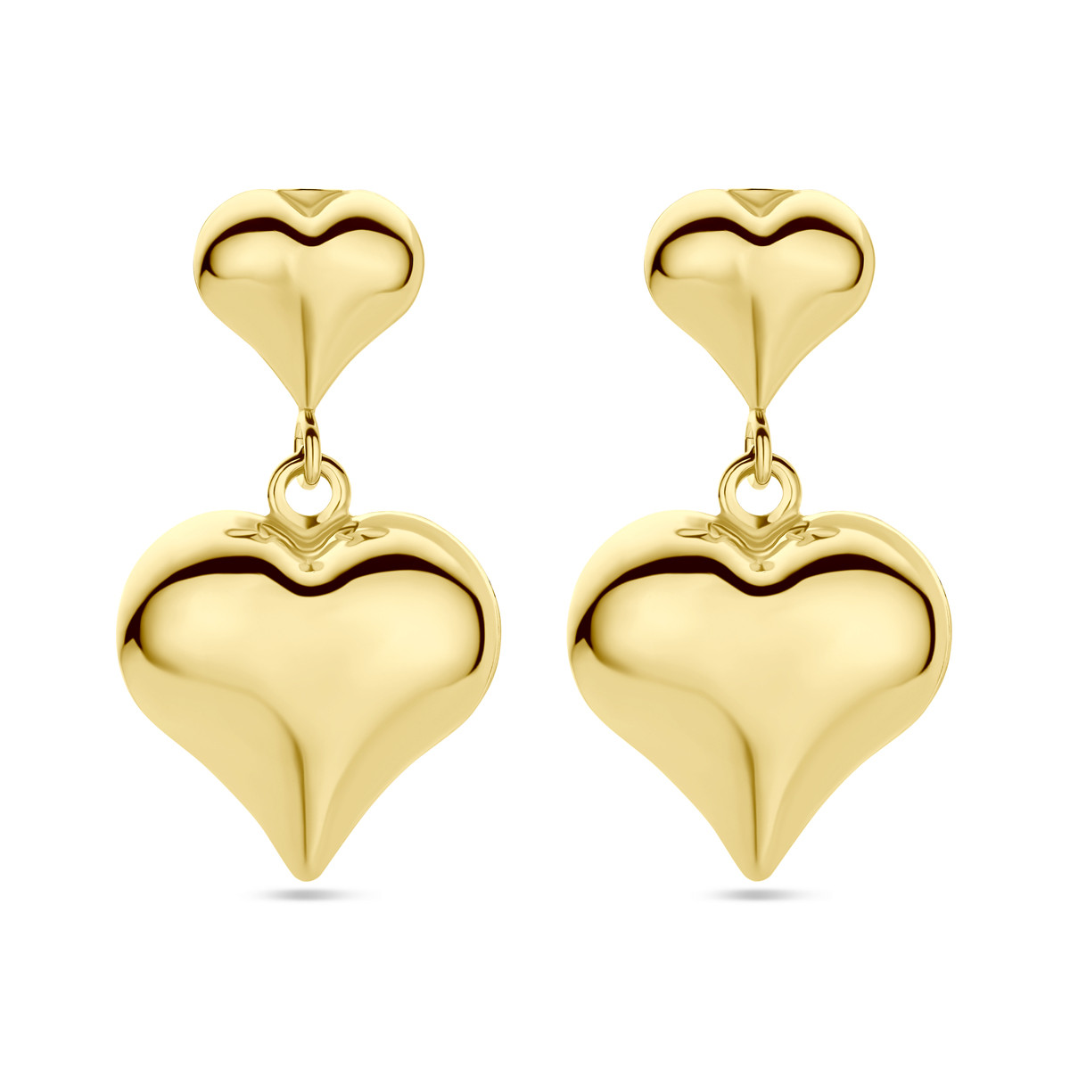 Gold plated oorhangers hartje glanzend – 35 mm x 20 mm