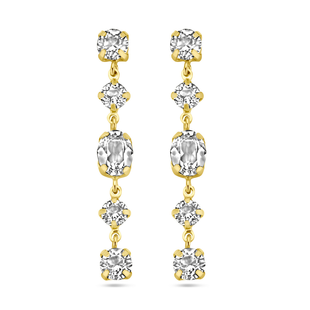Gold plated oorhangers met swarovski kristallen 6 mm breed - Hoogte 40 mm