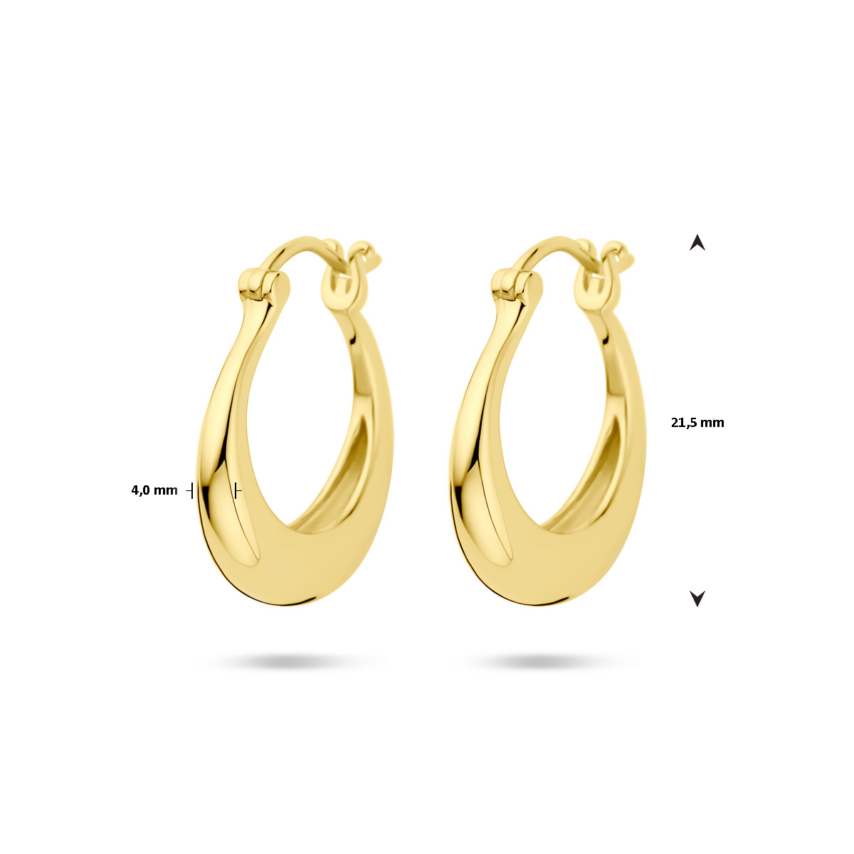 Gold plated oorringen met een breedte van 4 mm - Hoogte 21.5 mm