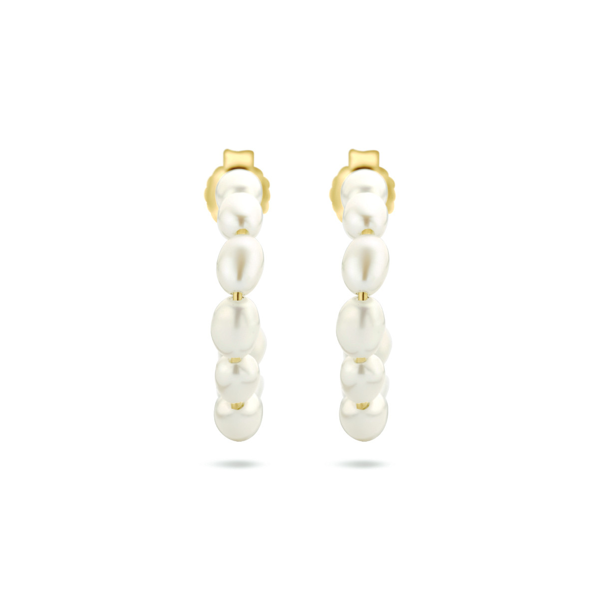 Gold plated oorringen met parels 4 mm 22 mm