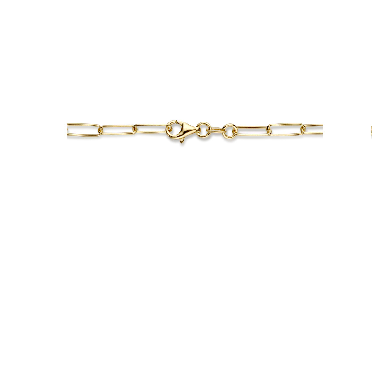 Gold plated paperclip ketting met zoetwaterparel - Lengte 44 cm