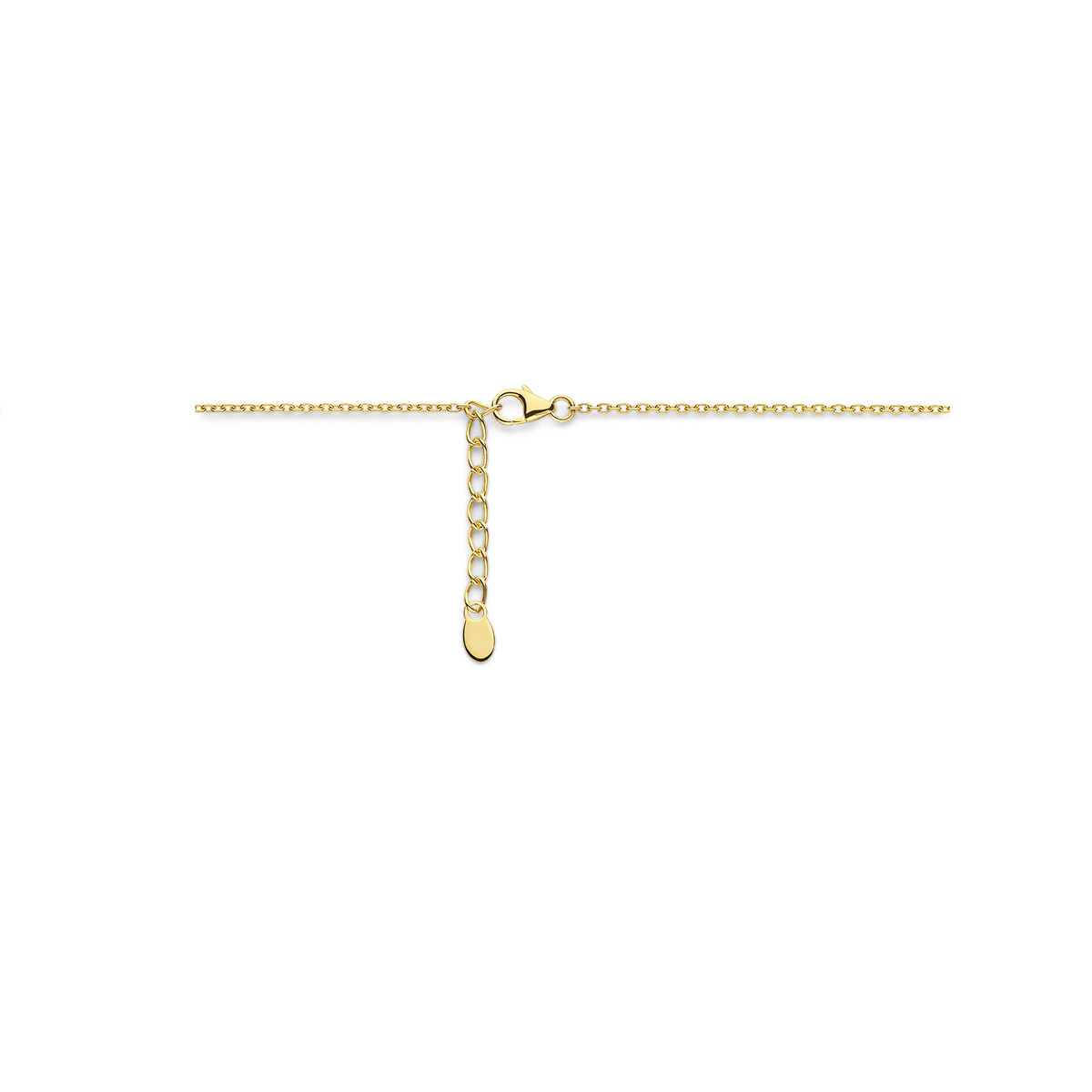 Gold plated parelketting met een rijtje druppelvormige parels - Lengte 42-45 cm