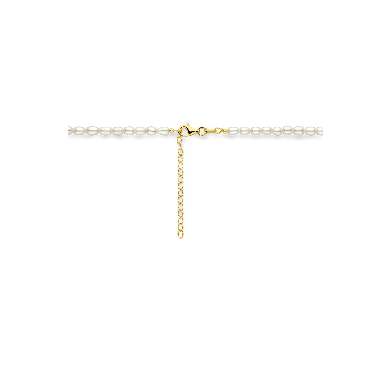 Gold plated parelketting met zoetwaterparels en glanzende afwerking - Lengte 40-45 cm