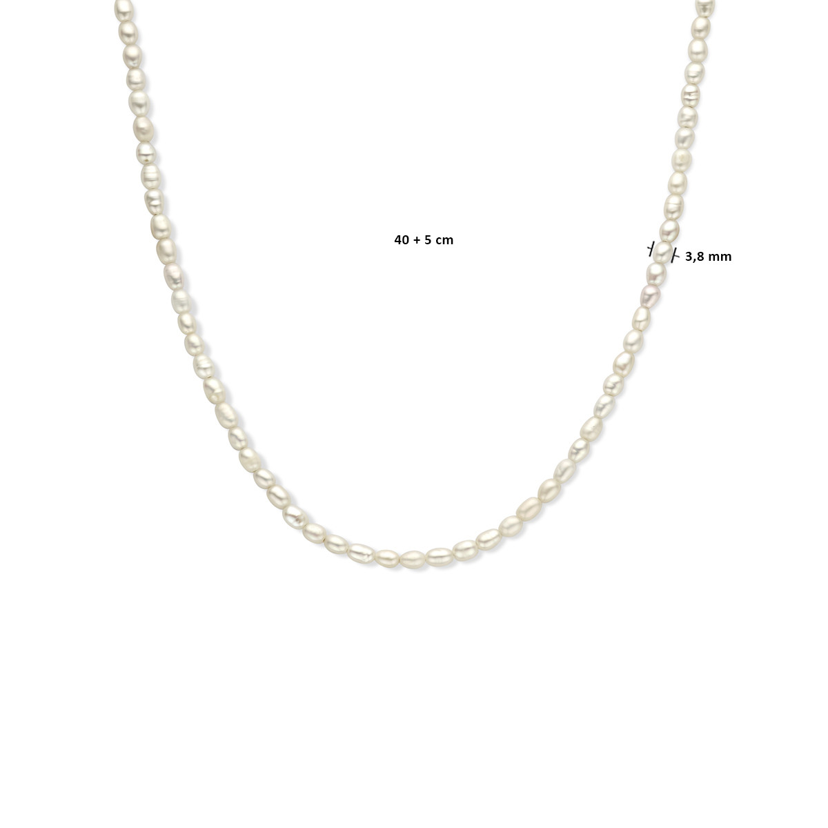 Gold plated parelketting met zoetwaterparels en glanzende afwerking - Lengte 40-45 cm