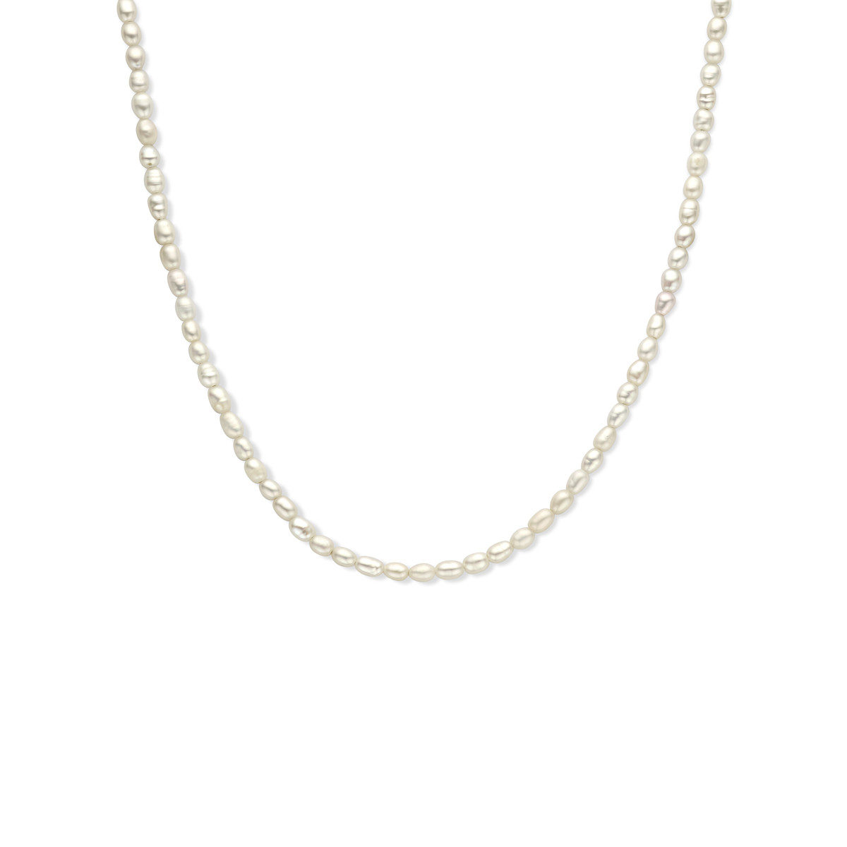 Gold plated parelketting met zoetwaterparels en glanzende afwerking - Lengte 40-45 cm