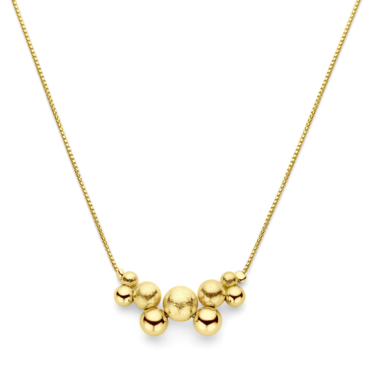 Gold plated keting met bolletjes hanger - Lengte 42-45 cm