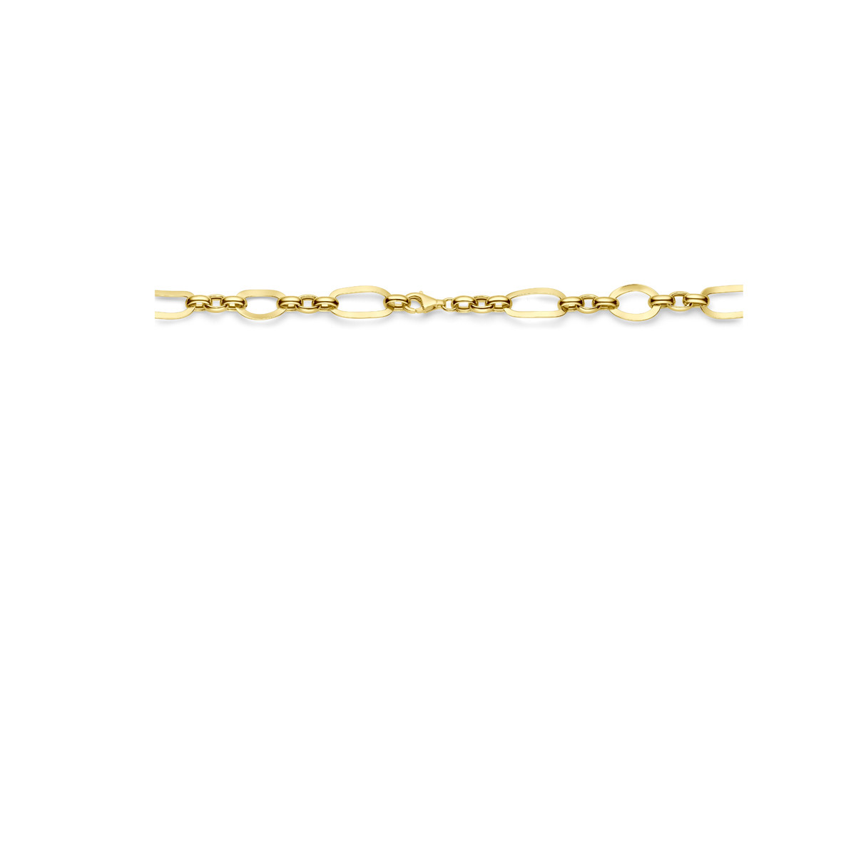 Gold plated schakelketting met diverse schakeltypes 11.5 mm breed - Lengte 46 cm
