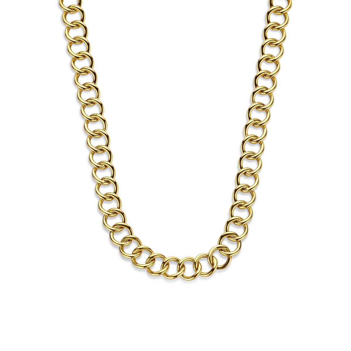 Gold plated schakelketting met grote open gourmetschakels van 13.5 mm breed - Lengte 42-45 cm