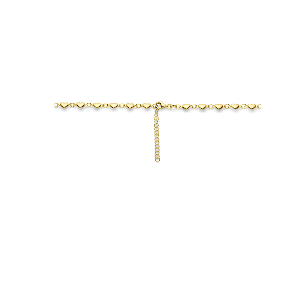 Gold plated schakelketting met hartjes 5 mm - Lengte 41-45 cm